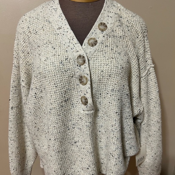 a.n.a Women’s Cozy  Y Neck Long Sleeve Pullover Chunky Knit Sweater Size 2X - Picture 5 of 12